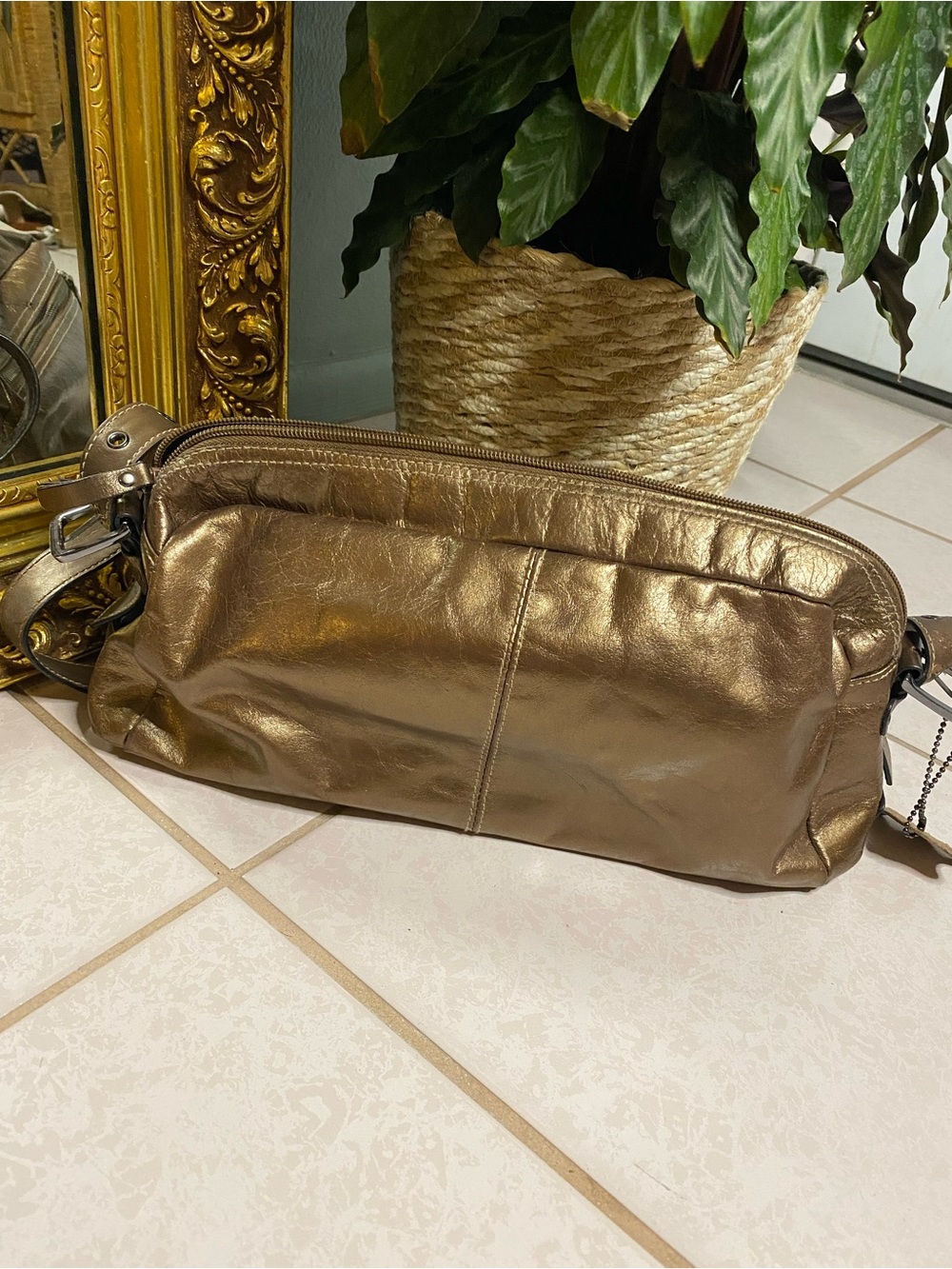 Giana Bernini Metallic Bronze Leather Shoulder Bag